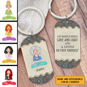 Custom Yoga Girl Stainless Steel Keychain - Gift Idea For Yoga Lover/ Birthday Gift - I'm Not Sugar And Spice And Everything Nice