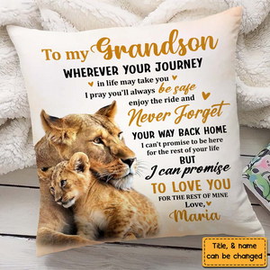 Gift For Grandson Lion Wherever Your Journey Pillow