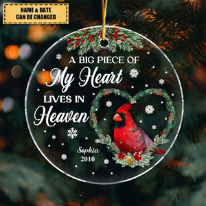 Memorial Gift Cardinal Piece Of My Heart Circle Ornament