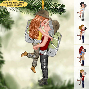 Doll Couple Camping Kissing Hugging, Camping For Life Personalized Ornament