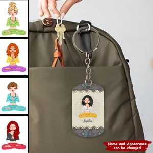 Custom Yoga Girl Stainless Steel Keychain - Gift Idea For Yoga Lover/ Birthday Gift - I'm Not Sugar And Spice And Everything Nice