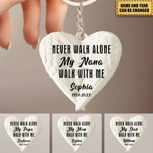 Never Walk Alone My Love Walks With Me Personalized Wing Keychain