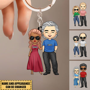 I'm Grateful To Have You In My Life - Couple Personalized Custom Heart Shaped Acrylic Keychain - Gift For Husband Wife, Anniversary