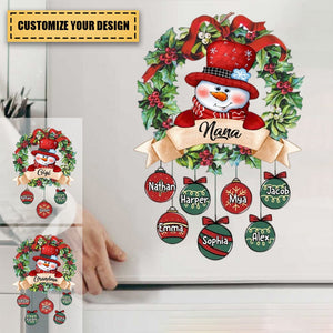Snowman Grandma With Christmas Ball Kids Personalized Decal