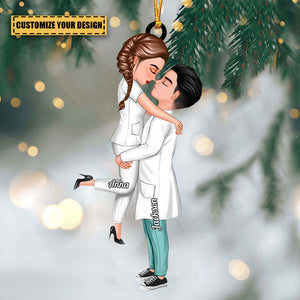 Personalized Christmas Ornament, Couple Portrait Nurse Doctor Gifts by Occupation