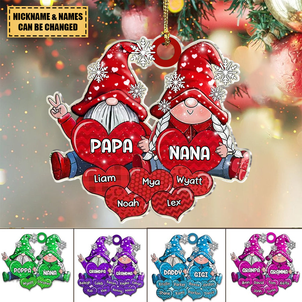 Colorful Christmas Draft Pappy Nana Daddy Mommy Sweet Heart Kids Personalized Ornament