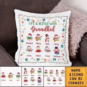 Life Is Better With Grandkids - Personalized Custom Pillow - Christmas Gift For Grandma, Mom, Family Members