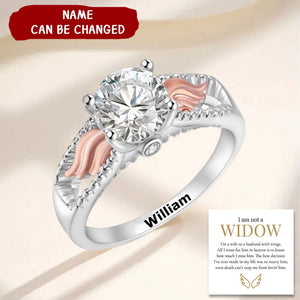 I'm A Wife To A Husband Personalized Circle Wings Memorial Ring