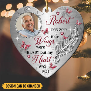Family Personalized Christmas Ornament - Memorial Butterfly Heart Acrylic Ornament