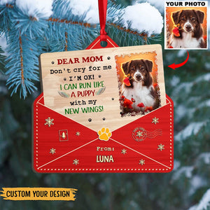 Personalized Photo Pet Memorial Wood Ornament - Don't Cry For Me - Pet Lover Gift