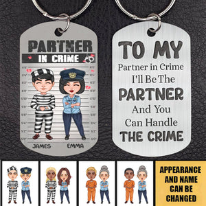 Personalized Couple Partners In Crime Stainless Steel Keychain - Gift Idea For Couple/ Him/ Her - You Stole My Heart & I'll Let You Keep It