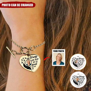 Your Wings Were Ready Personalized Photo Heart Bracelet