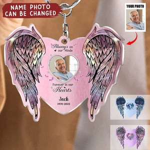 Personalized Memorial Acrylic Keychain - Upload Photo - Memorial Gift Idea For Family Member - Your Wings Were Ready But My Heart Was Not