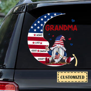 Personalized Grandma Mom dwarf Moon American Flag Decal