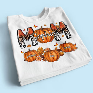 Mom Patterned Pumpkins Fall Season Personalized Shirt