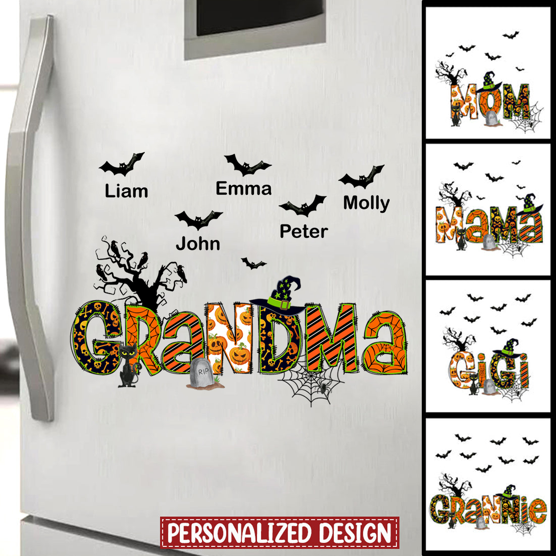 Halloween Nana Mom Bundle Alphabet Doodle Bat Kids Personalized Sticker Decal