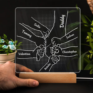 Hand In Hand, I Will Always Protect You - Birthday, Loving Gift For Mom, Dad, Papa, Nana, Grandma, Grandpa - Personalized Custom 3D Led Light Wooden Base