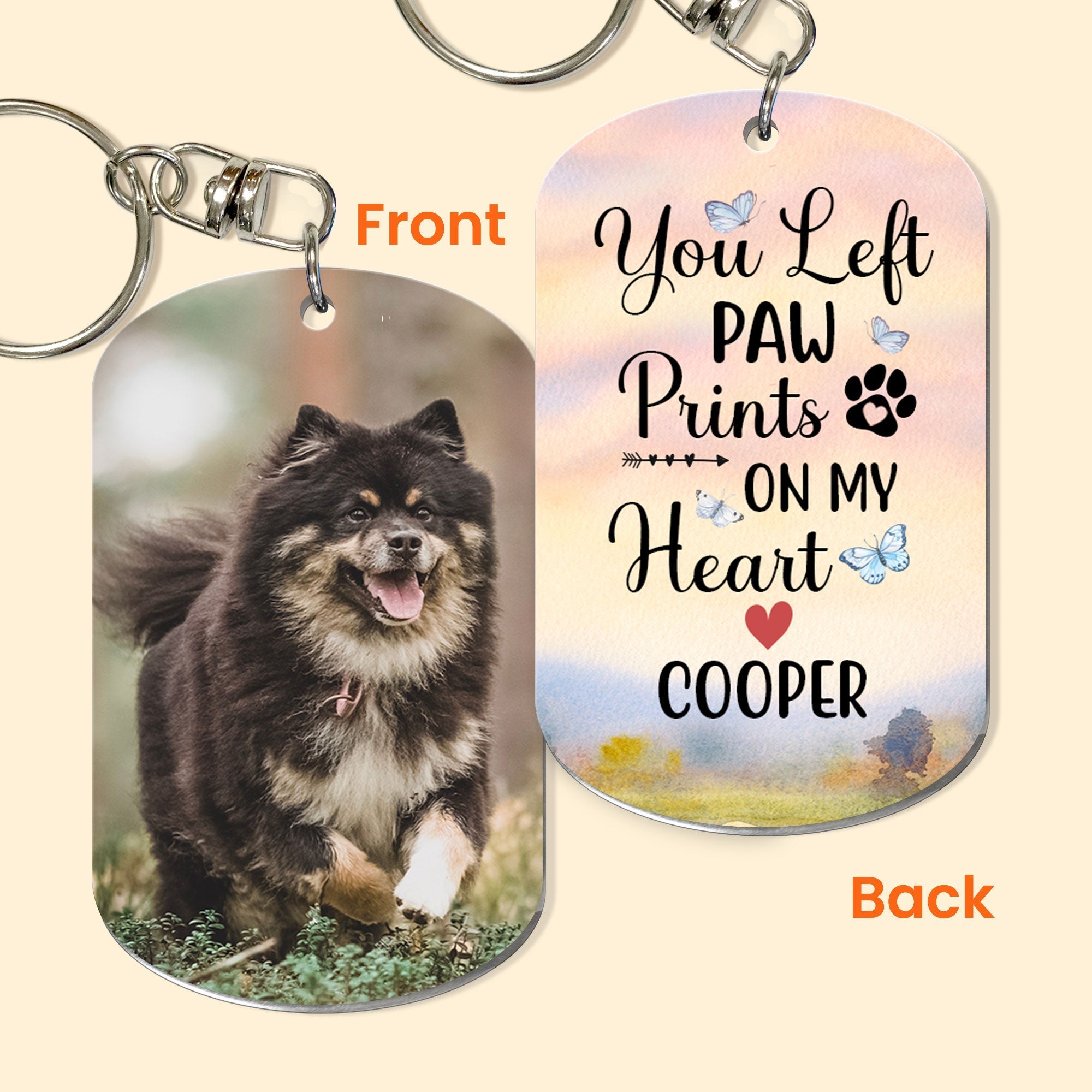 You Left Paw Prints On My Heart - Personalized Photo Stainless Steel Keychain