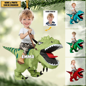 Gift For Kids, Personalized Acrylic Ornament, Dinosaur Image Custom Ornament, Christmas Gift