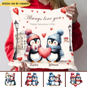 Gift For Penguin Couple Personalized Pillow