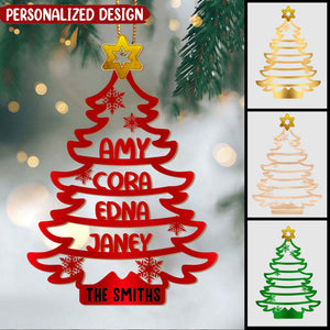 Unique Christmas Family Pine Tree Custom Member Names Personalized Ornament