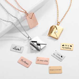 Custom Envelope Style Love Letter Necklace Mothers Day Gift, Anniversary Gift for Her
