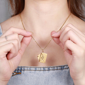 Custom Envelope Style Love Letter Necklace Mothers Day Gift, Anniversary Gift for Her