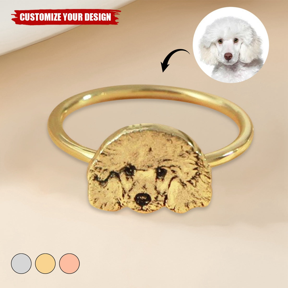 Pet Photo Ring - Custom Pet Portrait Ring Personalized Pet Lover Gift