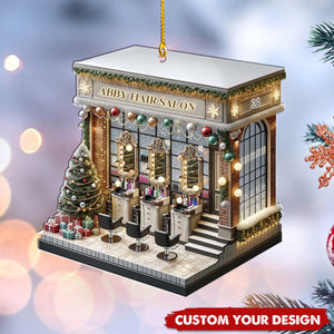 Personalized Hair Salon Acrylic Ornament - Christmas Hair Stylist Ornament