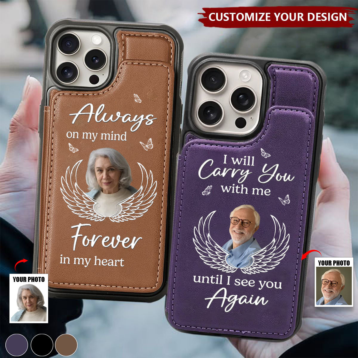 Custom Photo I’ll See You In My Dreams - Memorial Personalized Leather Flip Wallet Phone Case