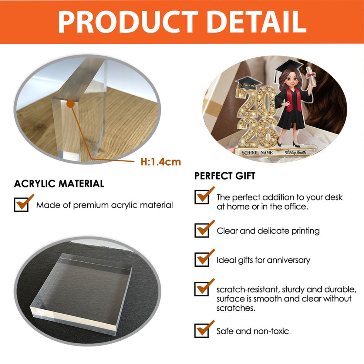 Class Of Year Graduation Behind You All Your Dream - Personalized Acrylic Block Plaque