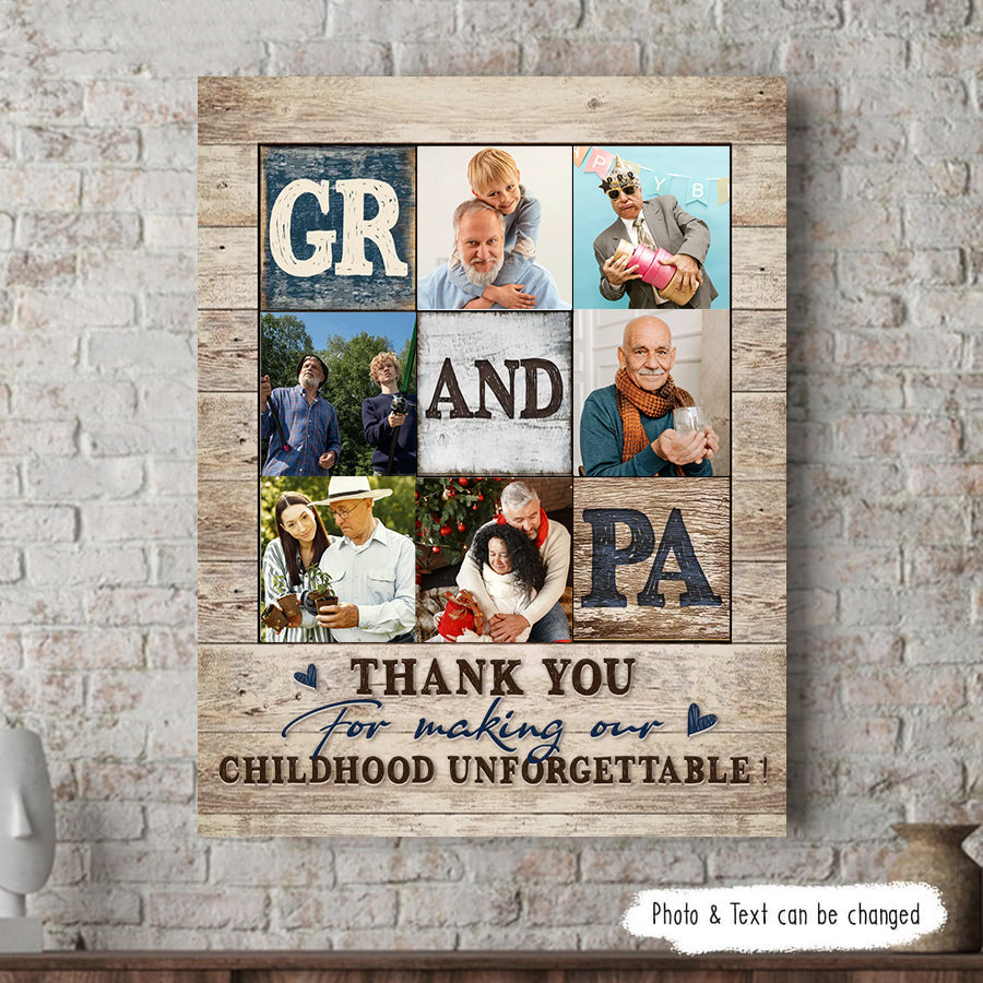 Grandpa Photo Collage Poster Thank You For Making Our Childhood Unforgettable