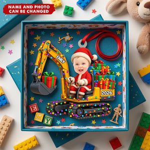 Custom Photo Excavator Personalized Christmas Acrylic Ornament