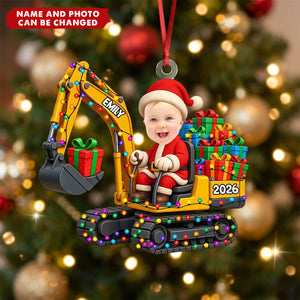 Custom Photo Excavator Personalized Christmas Acrylic Ornament