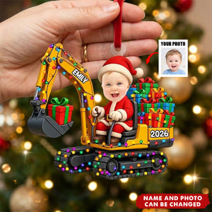 Custom Photo Excavator Personalized Christmas Acrylic Ornament