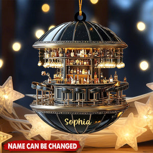 Custom Miniature Cocktail Bar Ornament, Retro Lounge Bar Christmas Tree Decor