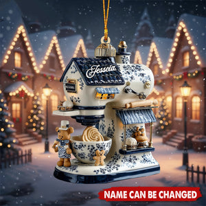 Blue And White Kitchen Mixer Acrylic Ornament, Whimsical Christmas Decor