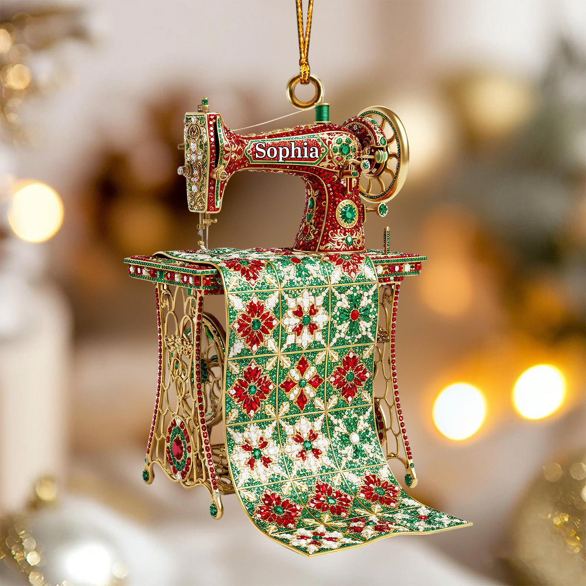 Personalized Name Sewing Machine Ornament,  XMas Gift for Sewing Lovers