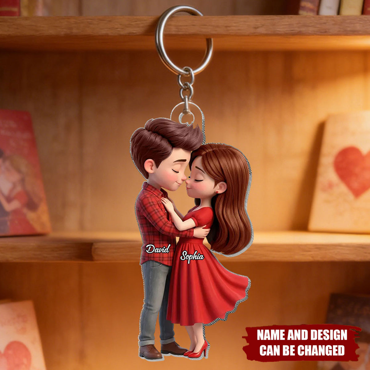 Romantic Love Couple - Personalized Acrylic Keychain - Sentimental Gift for him, for her