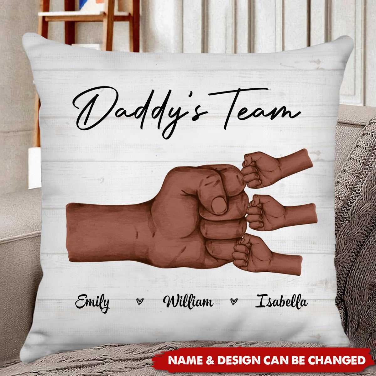 Mother Or Daddy & Kids, Together We're A Team - Personalized Pillow - Father's Day Gift, Mother's Day