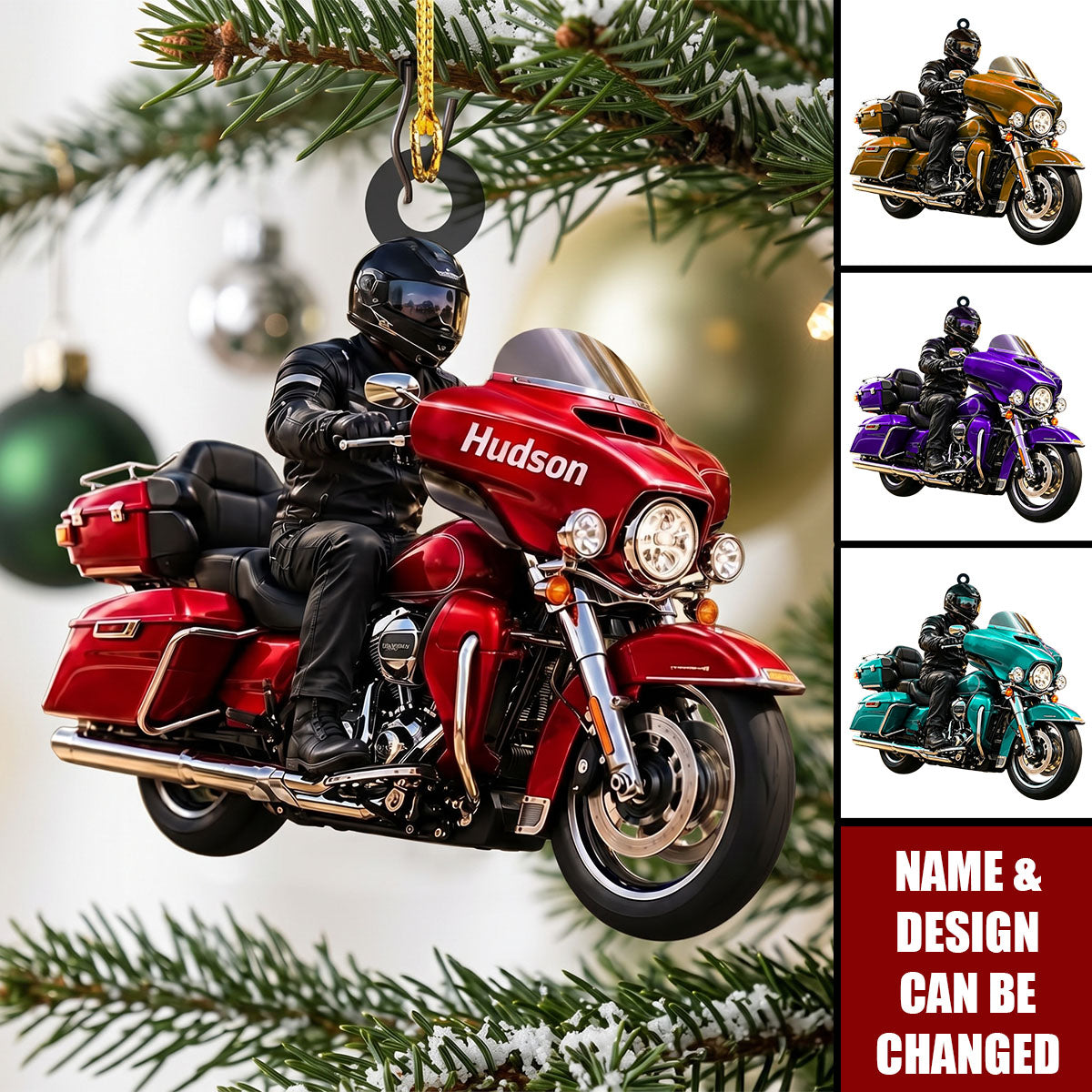 Custom Motorcycle Christmas Ornament, Biker Keepsake