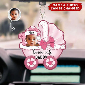 Custom Photo Daddy Mommy I Travel With You - Family Personalized Custom Car Ornament - Acrylic Custom Shaped - Gift For Family Members