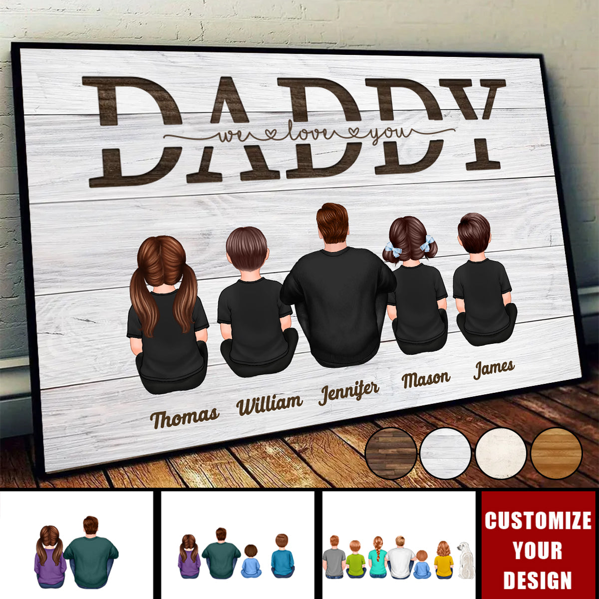 Daddy We Love You Gift For Dad Personalized Poster