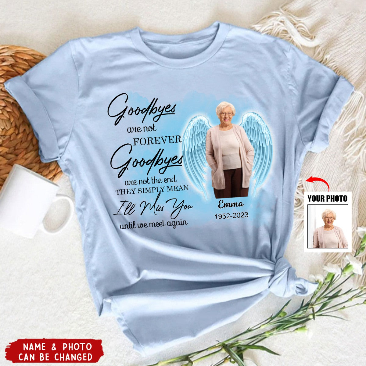 Memorial Insert Photo Wings Shirt - Personalized Shirt