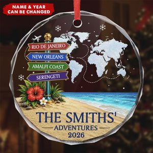 Custom Circle Glass Ornament - Personalized Christmas Birthday Gifts For Mom, Dad, Brother, Sister - Best Vacation With My Family