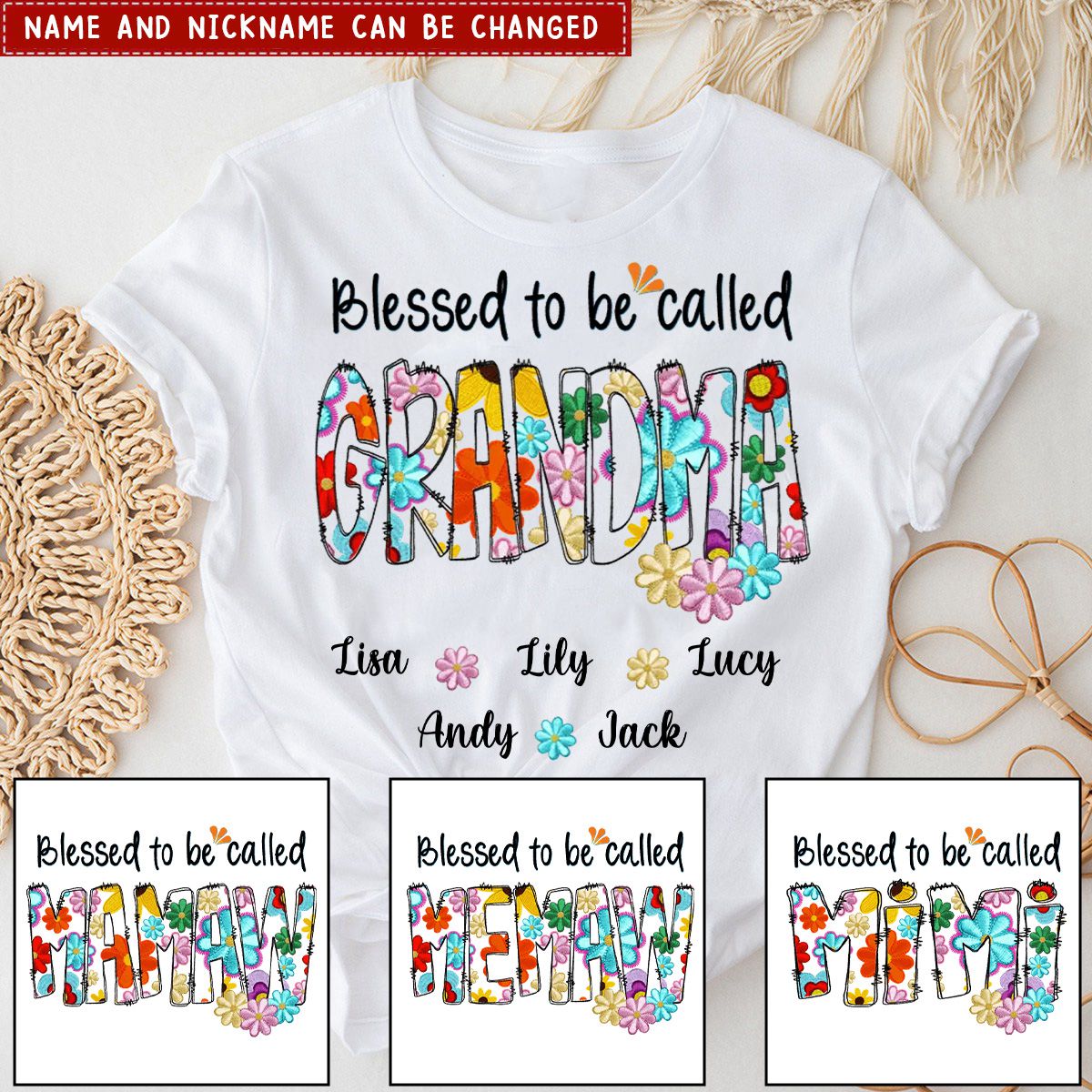 Personalized Blessed To Be Called Nana Shirt For Grandmas