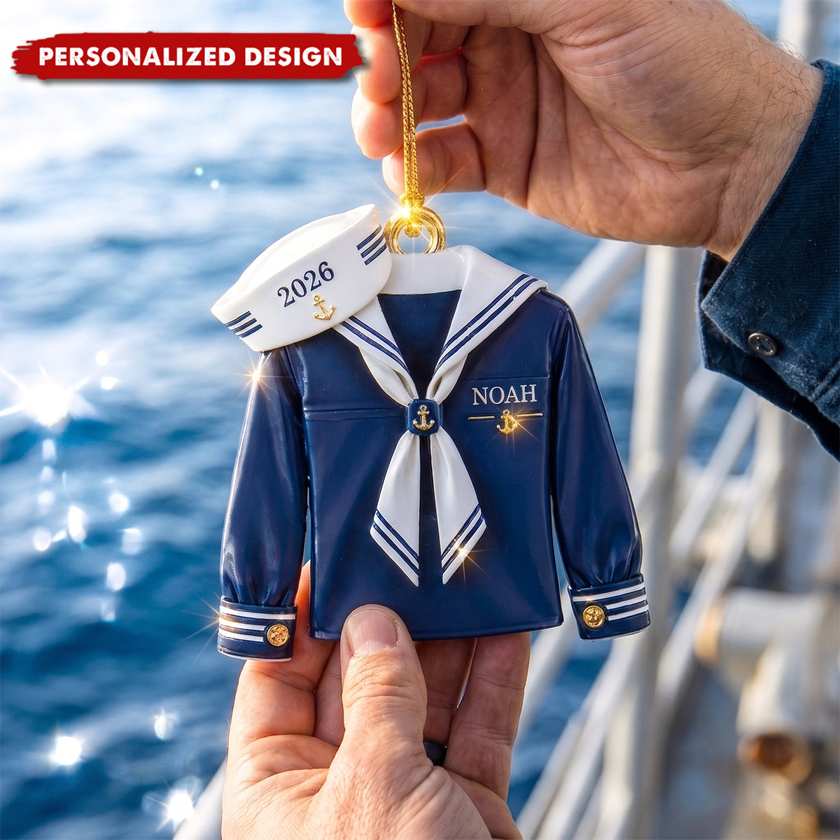 Personalized Sailor Christmas Ornament , Custom Navy Uniform Xmas Tree Decor