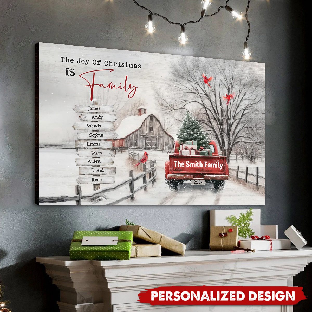 Personalized Family Gift Christmas Art Canvas