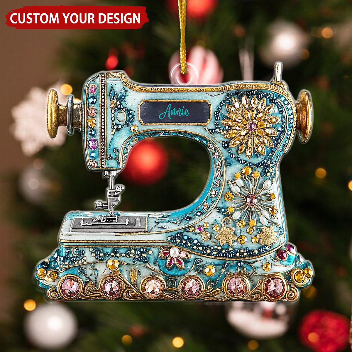 Exquisite Sewing Machine Personalized Christmas Ornament, Gift For Sewer