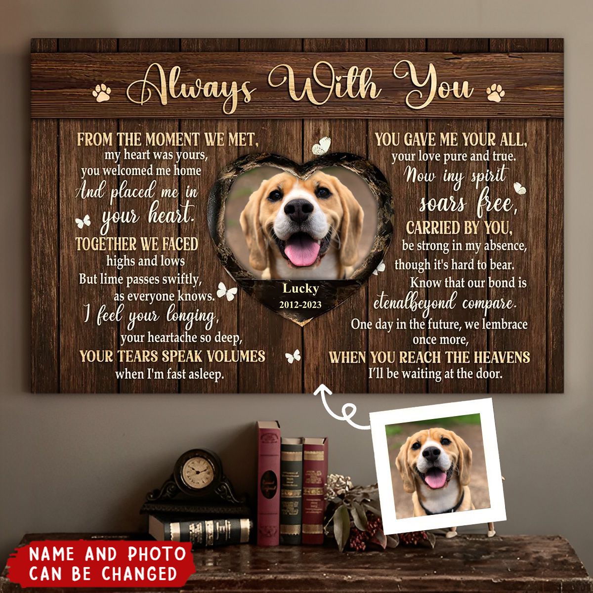 Always With You Heartfelt Personalized Dog Memorial Canvas Gift For Pet Lovers